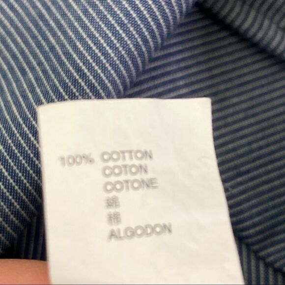 Gap blue white slim striped short sleeve shirt L - Picture 5 of 5